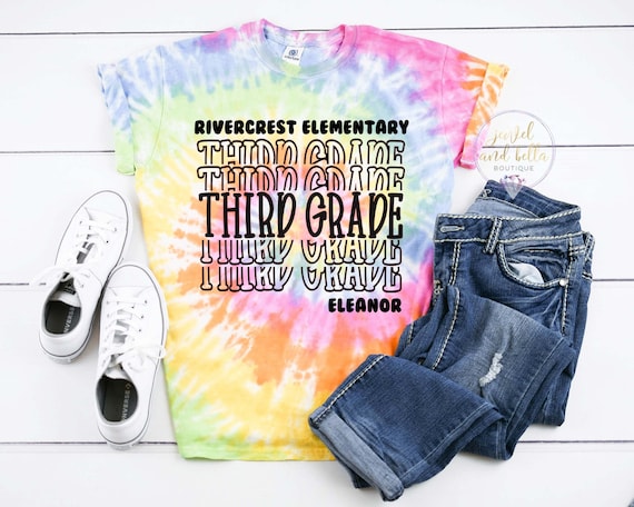 Personalized First Day of 3rd Grade Shirt, Tie Dye 3rd Grade Shirt