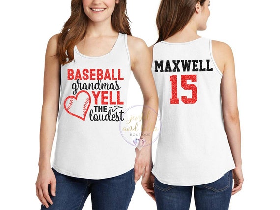 Personalized Glitter Baseball Tank Top, Custom Baseball Grandma Tank Top