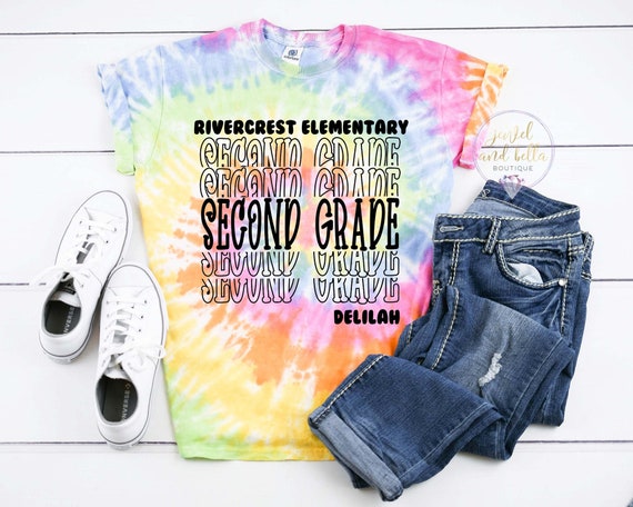 Personalized First Day of 2nd Grade Shirt, Tie Dye 2nd Grade Shirt