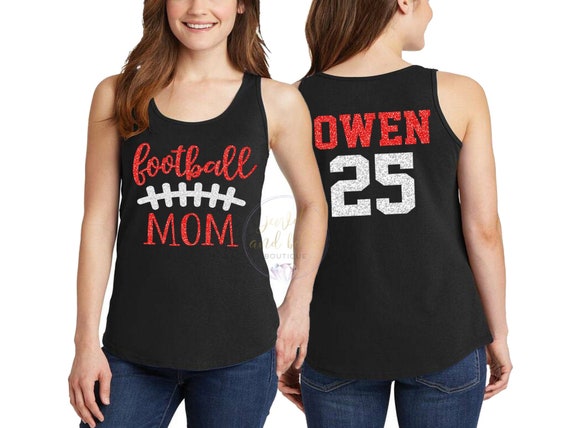 Personalized Glitter Football Tank Top, Custom Football Mom Tank Top