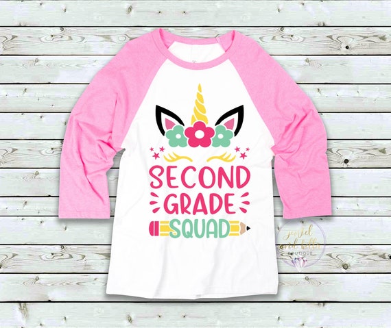 Second Grade Squad Unicorn Raglan