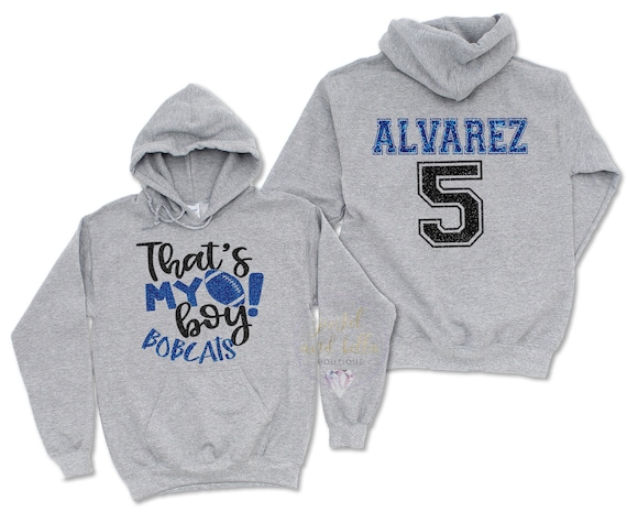 Personalized Glitter Football Hoodie, Custom Football Mom Hoodie, That's My Boy Football Hoodie