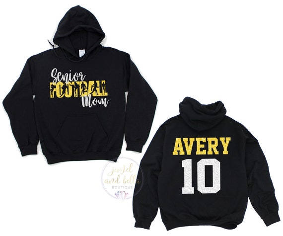 Personalized Glitter Senior Football Hoodie, Custom Football Mom Hoodie, Senior Football Mom Hoodie