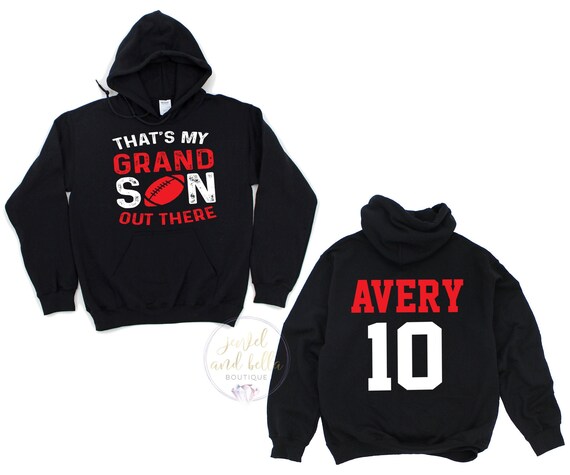 Personalized Football Grandma Hoodie, Custom Football Grandma Hoodie, That's My Grandson Out There