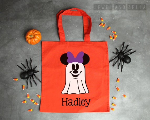 Personalized Ghost Minnie Mouse Trick or Treat Tote