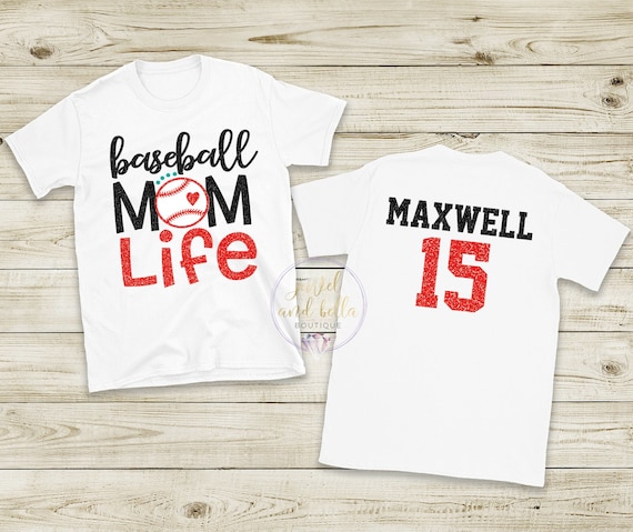 Personalized Glitter Baseball Shirt, Custom Baseball Mom Shirt, Baseball Mom Life