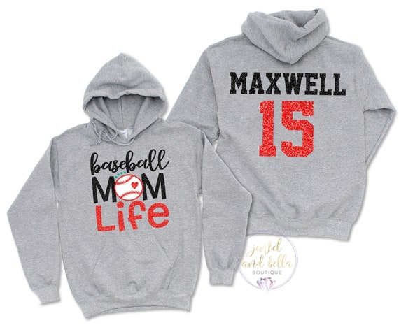 Personalized Glitter Baseball Hoodie, Custom Baseball Mom Hoodie, Baseball Mom Life