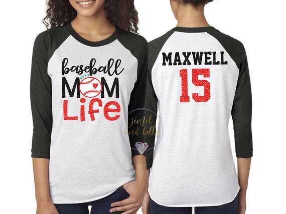 Personalized Glitter Baseball Shirt, Custom Baseball Mom Shirt, Basbeall Mom Life