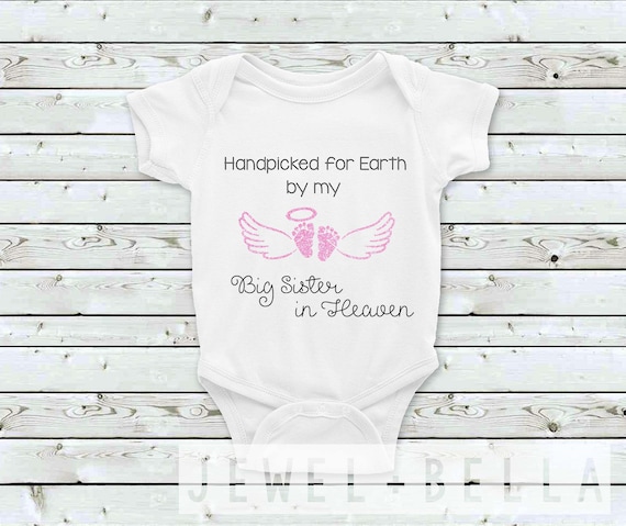 Handpicked for Earth By My Big Sister in Heaven Onesie, Rainbow Baby Birth Announcement Onesie, Rainbow Baby Pregnancy Announcement Onesie