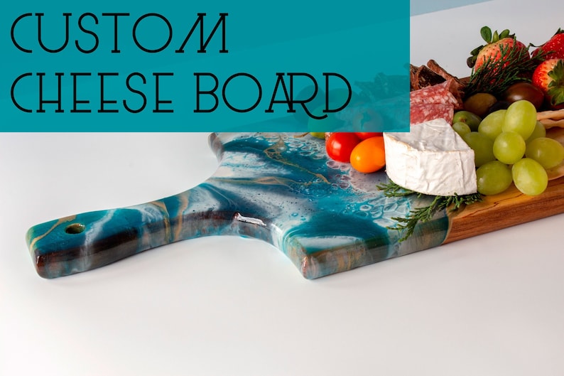Wood and resin cheese board CUSTOM size and colours Etsy