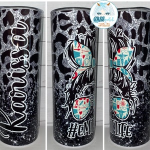 20oz & 30oz skinny straight insulated tumbler - EMT EMS paramedic messy bun life - hot or cold beverage