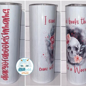20oz & 30oz skinny straight insulated tumbler - Read Books with Warning Labels - Hot or Cold beverage