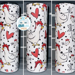 20oz & 30oz skinny straight insulated tumbler - Chickens and Hearts - hot or cold beverage