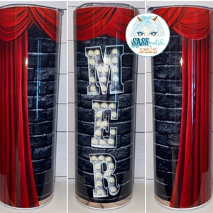 20oz & 30oz skinny straight insulated tumbler - Theatre stage curtains - Marquee lights - hot or cold beverage