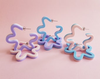 SQUIGGY - DUO Hoop - Earrings | Jewellery | Acrylic | Hoops | Steel | Pastel