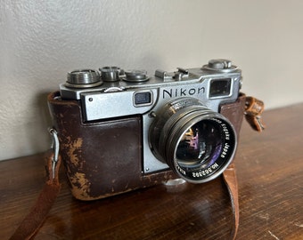 Nikon S2 Vintage Rangefinder 35mm Film Camera W/ Lens Tested! Working!