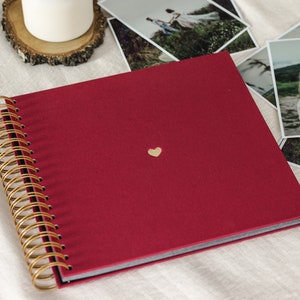 Photo Album, Linen Photo Album, Scrapbook, Memory Book, Wedding Guest Book - Heart