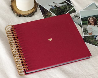 Photo Album, Linen Photo Album, Scrapbook, Memory Book, Wedding Guest Book - Heart