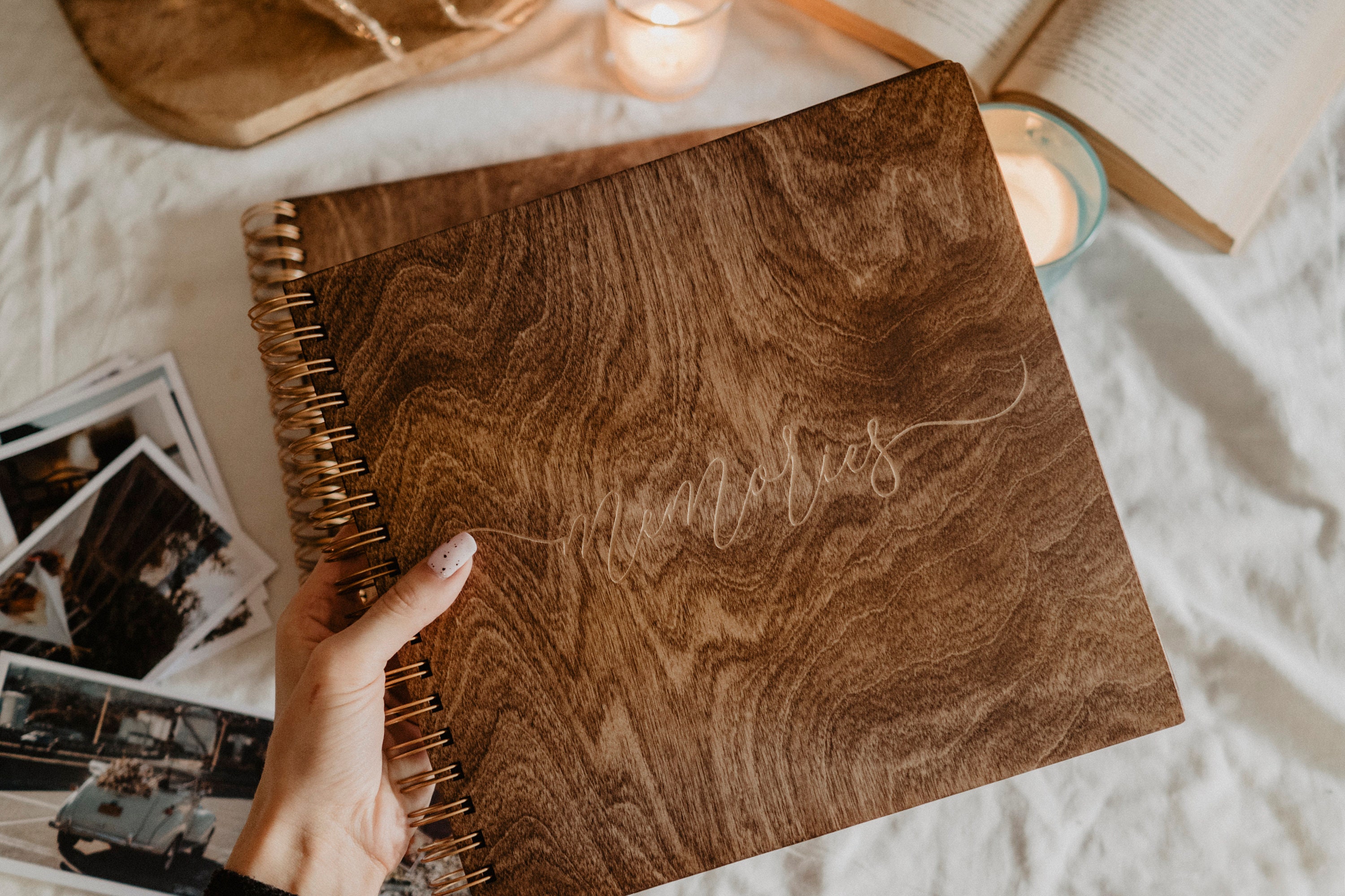 Personalized Photo Album, Wooden Photo Album, Scrapbook, Wooden Memory Book, Wedding Guestbook, Memories - Personalization