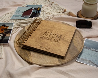Wooden photo album for personalization. For different photos size Instax, Polaroid. Polaroid guest book with personalization