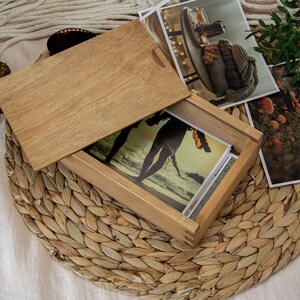 Wooden Photo Box, Personalized Gift, Wooden Gift, Gift idea for him and her, Memory box, DIY, Maximum photos size 10x15cm Pattern No.1 image 2