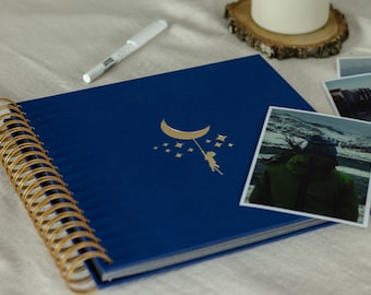 Photo Album, Linen Photo Album, Scrapbook, Memory Book, Wedding Guest Book - Moon