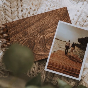 Personalized Photo Album, Wooden Photo Album, Scrapbook, Wooden Memory Book, Wedding Guest Book, Love, Personalization