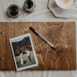 Álbum de fotos personalizado, álbum de fotos de madeira, álbum de recortes, livro de memória de madeira, livro de visitas de casamento, memórias, personalização