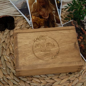 Wooden Photo Box, Personalized Gift, Wooden Gift, Gift idea for him and her, Memory box, DIY, Maximum photos size 10x15cm Pattern No.1 image 3