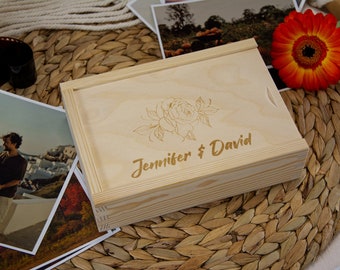 Wooden Photo Box, Personalized Gift, Wooden Gift, Gift idea for him and her, Memory box, DIY, Maximum photos size 10x15cm - Pattern No.11