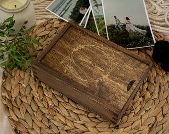 Wooden Photo Box, Personalized Gift, Wooden Gift, Gift idea for him and her, Memory box, DIY, Maximum photos size 10x15cm - Pattern No.14