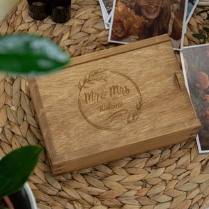Wooden Photo Box, Personalized Gift, Wooden Gift, Gift idea for him and her, Memory box, DIY, Maximum photos size 10x15cm Pattern No.1 image 1