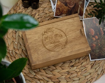 Wooden Photo Box, Personalized Gift, Wooden Gift, Gift idea for him and her, Memory box, DIY, Maximum photos size 10x15cm - Pattern No.1