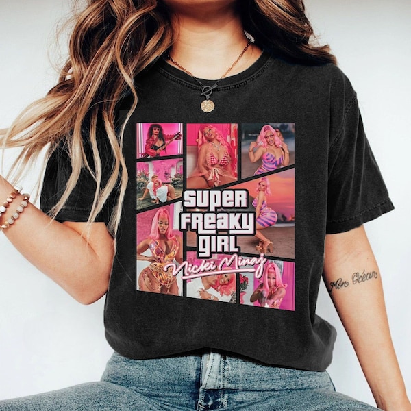 Nicki Minaj Washed T-Shirt, Rapper Homage Graphic Unisex Sweatshirt, Hip Hop Sleeve, Nicki Minaj Retro 90's Fans Hoodie Rapper Fan Gift RnB
