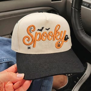 Spooky Embroidered Hat Washed Baseball Cap Bat Halloween Dad Hat Forest Green Embroidered Hat Witchy Fall Aesthetic Cap Spooky Gift