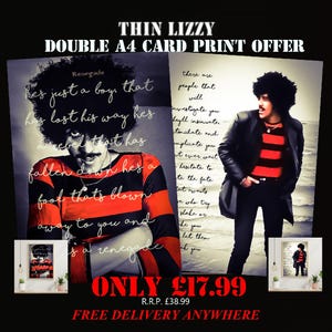 Double Thin Lizzy/Phil lynott-tekstkaartprint