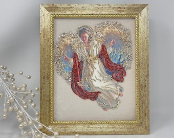 Jeweled Angel, Framed Jewelry Art, Christmas Angel, Angel Collector Gift, Guardian Angel, Gift for Her, Gift For Friend Home Decor, Gorgeous