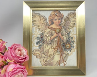 Exquisite Jeweled Victorian Angel Art - Perfect Gift, Christmas Special - Home Decor - Handcrafted - Free US Shipping - ArteDeBijouxByEleni