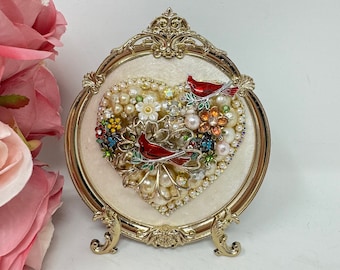 Unique Remembrance Gift: Framed Jewelry Art for Memorial - Vintage & Costume Jewelry, Swarovski Crystals - Perfect for Sympathy, Healing