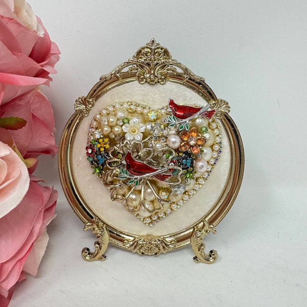 Unique Remembrance Gift: Framed Jewelry Art for Memorial - Vintage & Costume Jewelry, Swarovski Crystals - Perfect for Sympathy, Healing