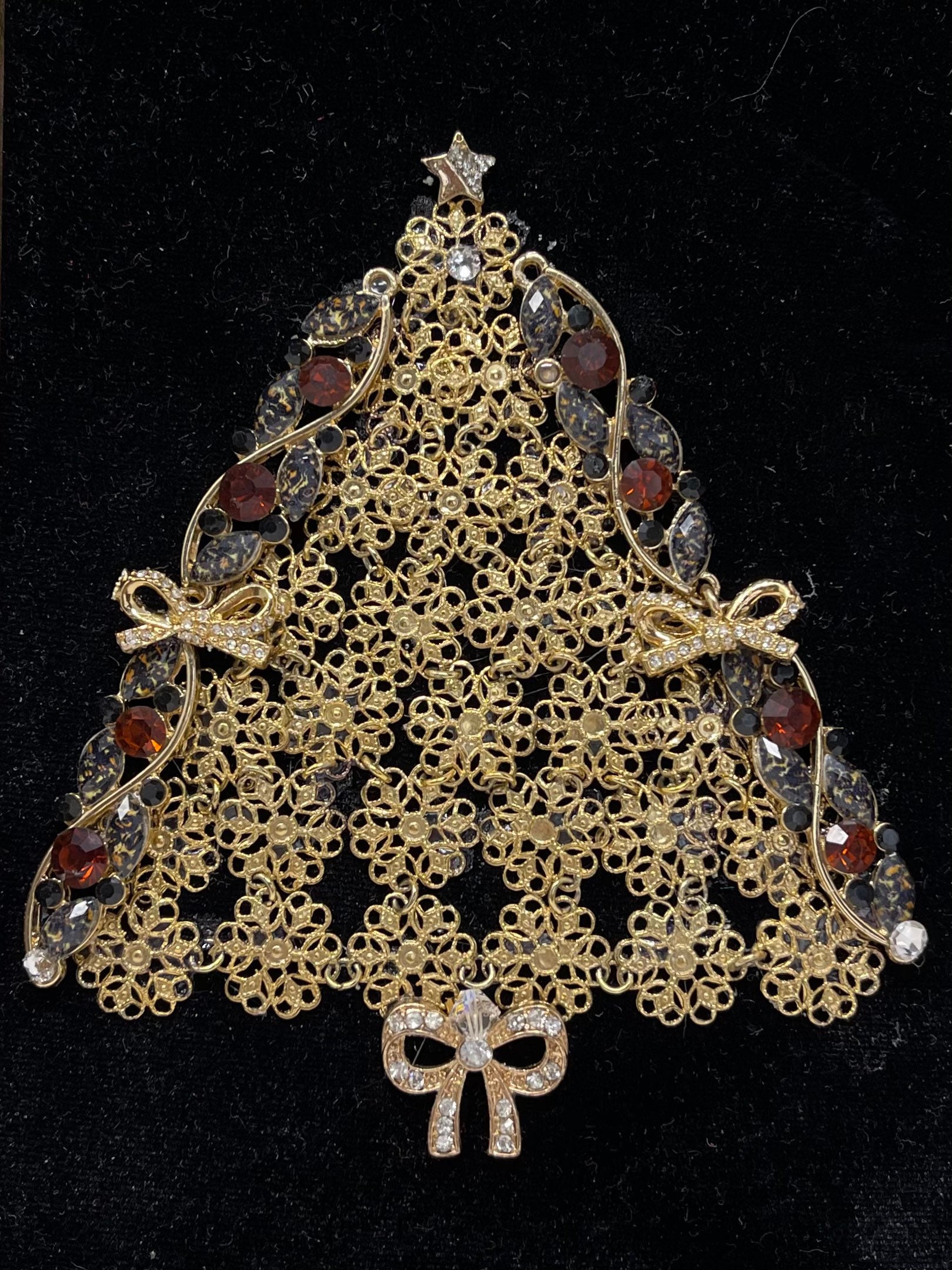 Jeweled Vintage Christmas Tree Jewelry Art Framed Etsy