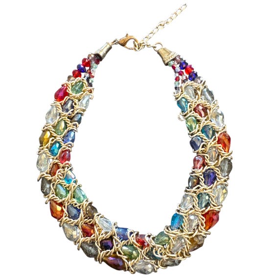 Handcrafted Multicolor Beaded Statement Necklace:… - image 2