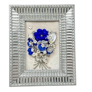 Exquisite Vintage Flower Bouquet Framed Jewelry Art - Perfect Gift for Mother's Day, Birthday, or Any Occasion - Unique & One of a Kind