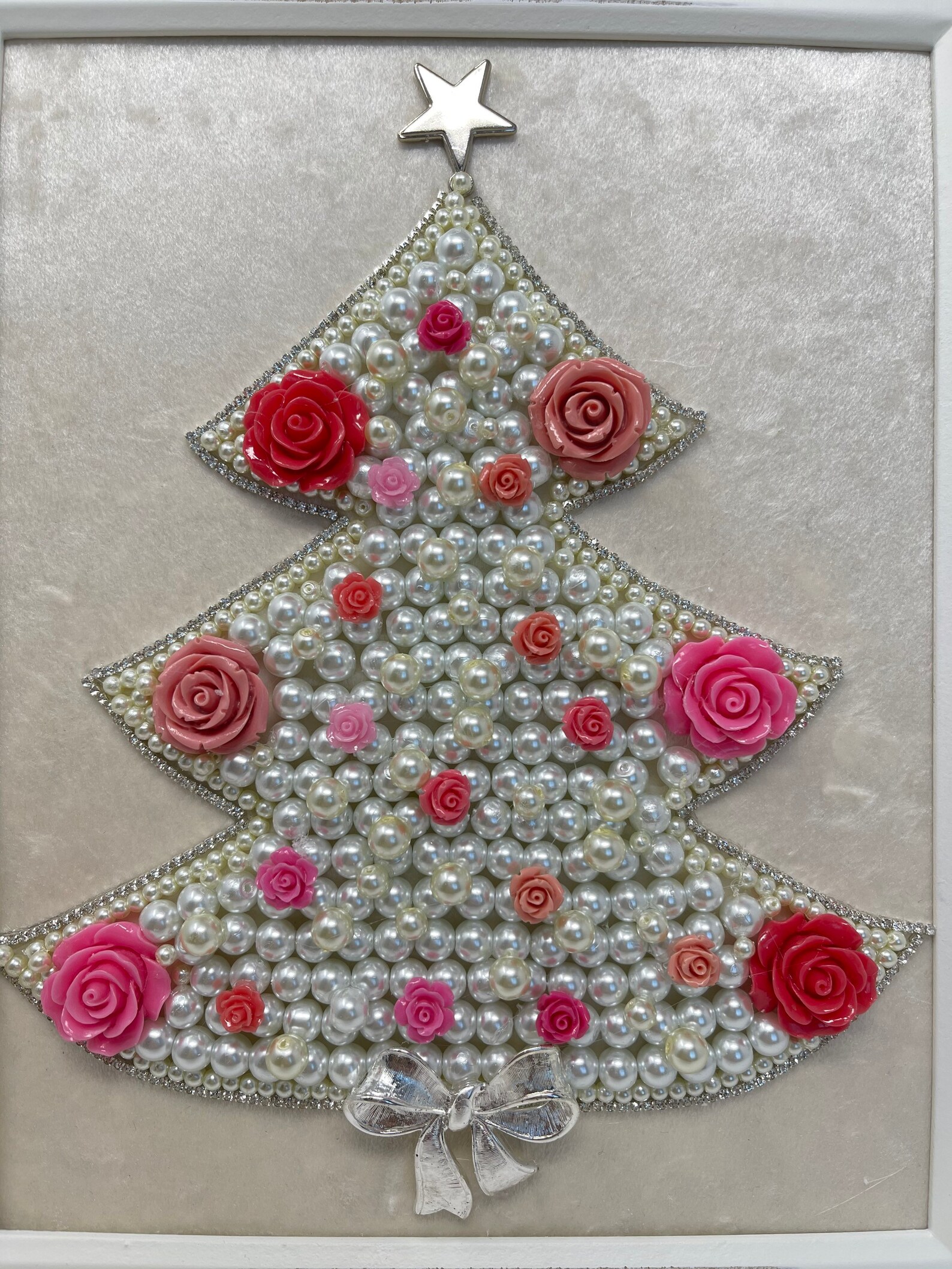 Jeweled CHRISTMAS Tree Framed Jewelry Art Shabby Chic  Etsy