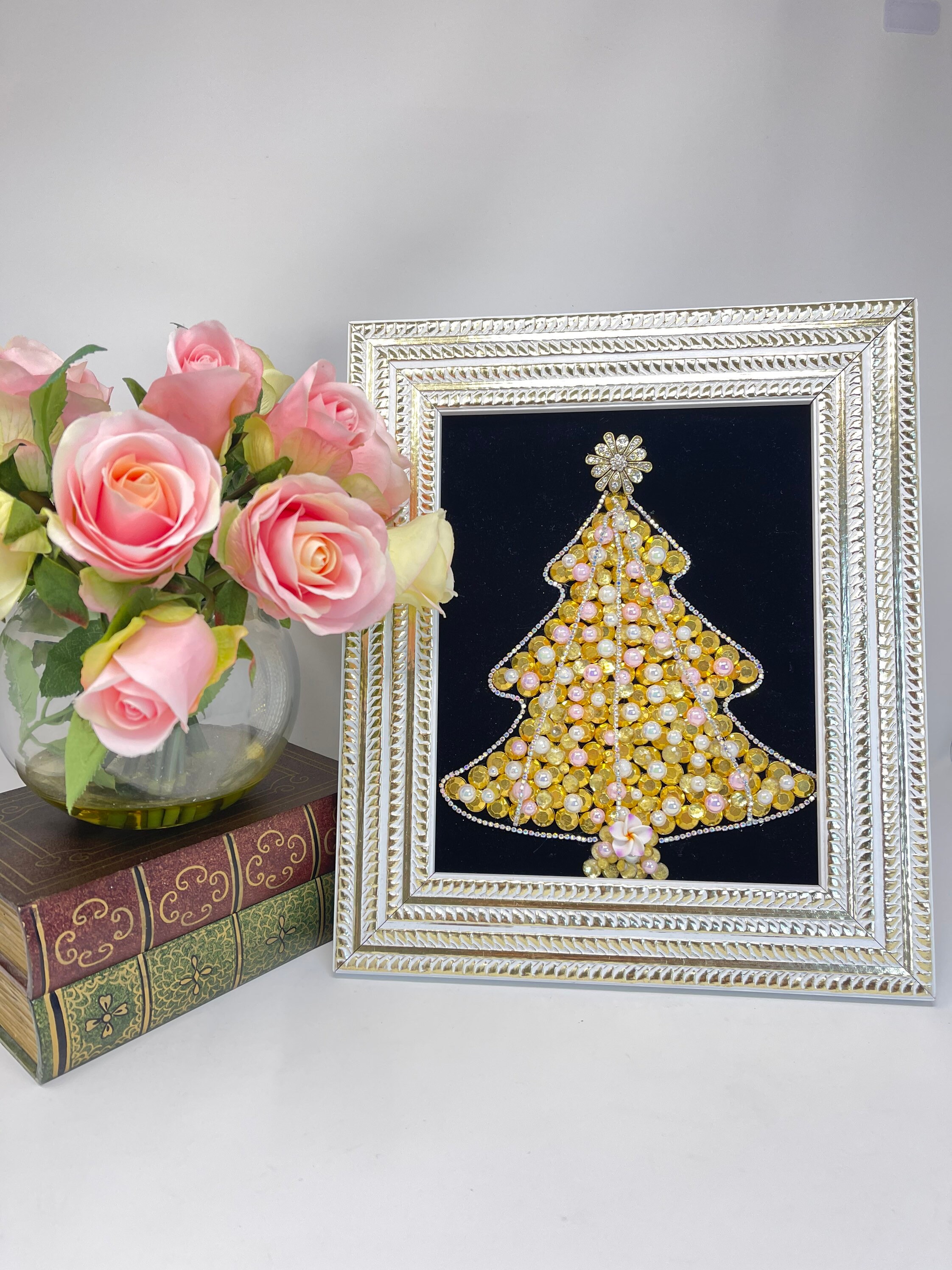 Jeweled CHRISTMAS Tree Framed Jewelry Art Christmas Gift  Etsy