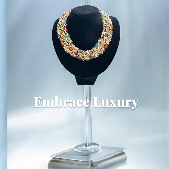 Handcrafted Multicolor Beaded Statement Necklace:… - image 6