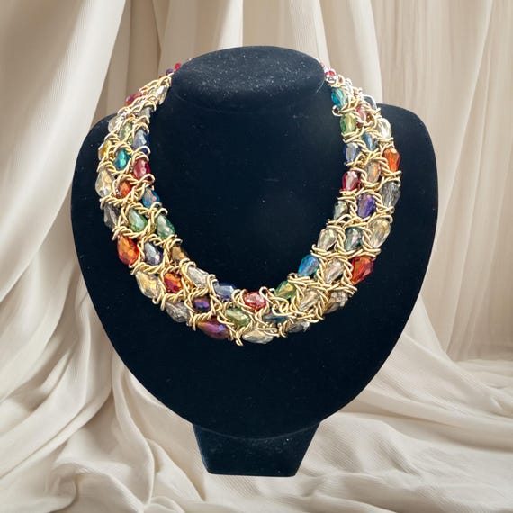 Handcrafted Multicolor Beaded Statement Necklace:… - image 5