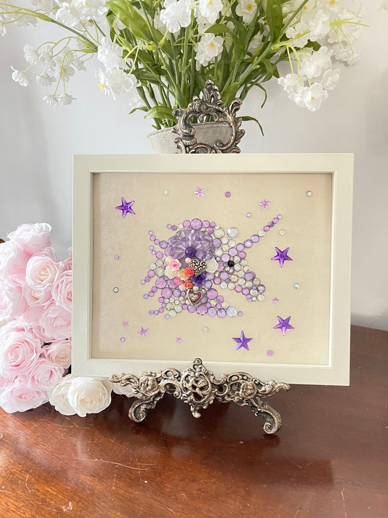 Purple Unicorn Framed Art / Unicorn Jewelry Art / Nursery Art Etsy