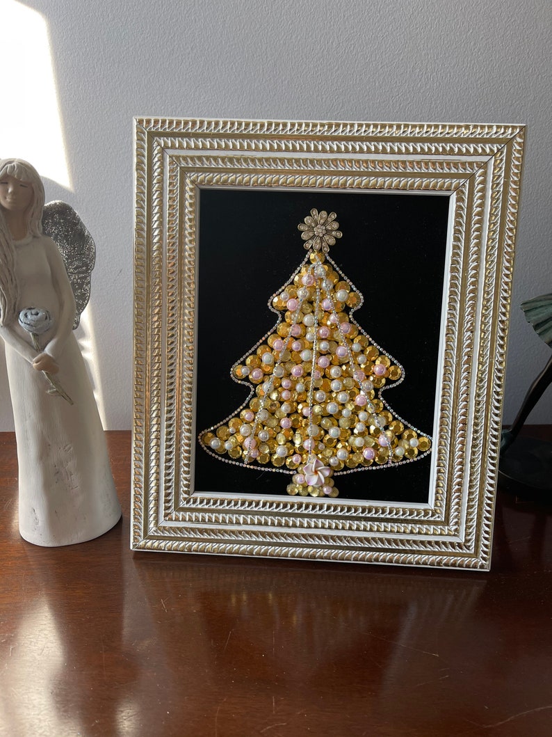 Jeweled CHRISTMAS Tree Framed Jewelry Art Christmas Gift - Etsy