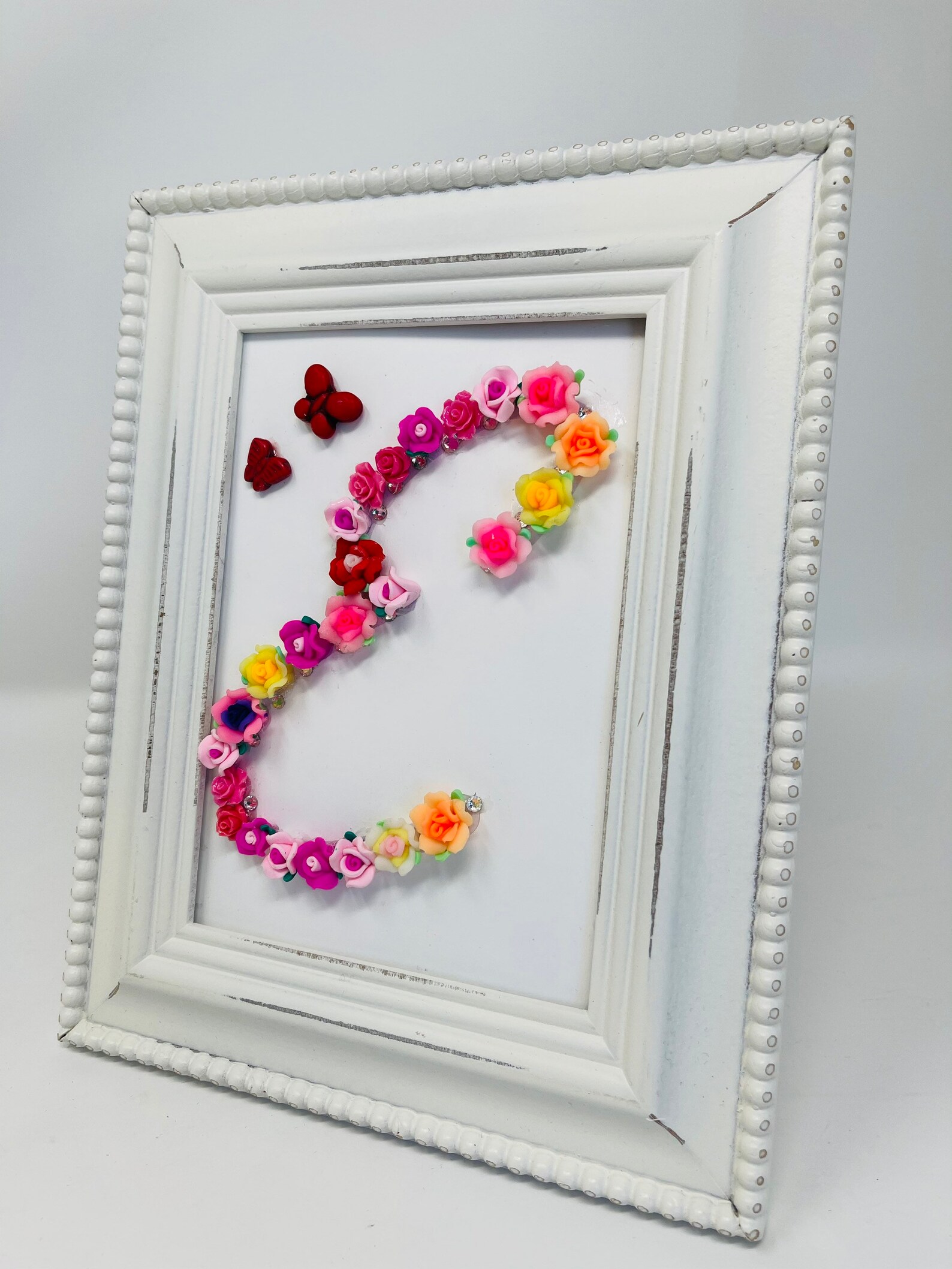 Initial Letter Name Frame, Personalized Gift, Flower Wall Art ...